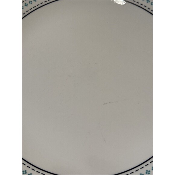 4 Corelle by Corning 10" Dinner Plates Folk Stitch Pattern Blue Geometric - Picture 4 of 8
